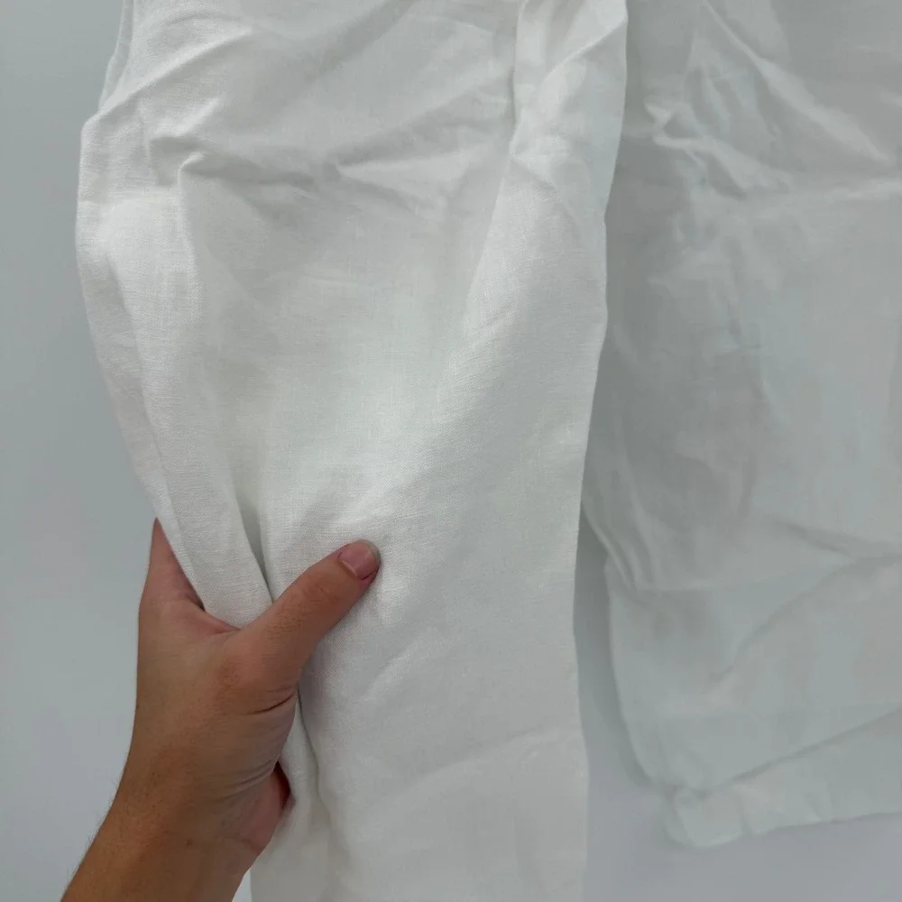 Quince White 100% European Linen Elastic Waist Relaxed Pants Womens Large